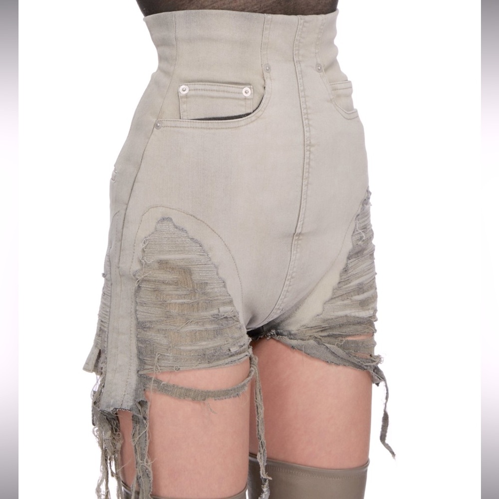 Rick Owens Mineral Pearl Denim Shorts